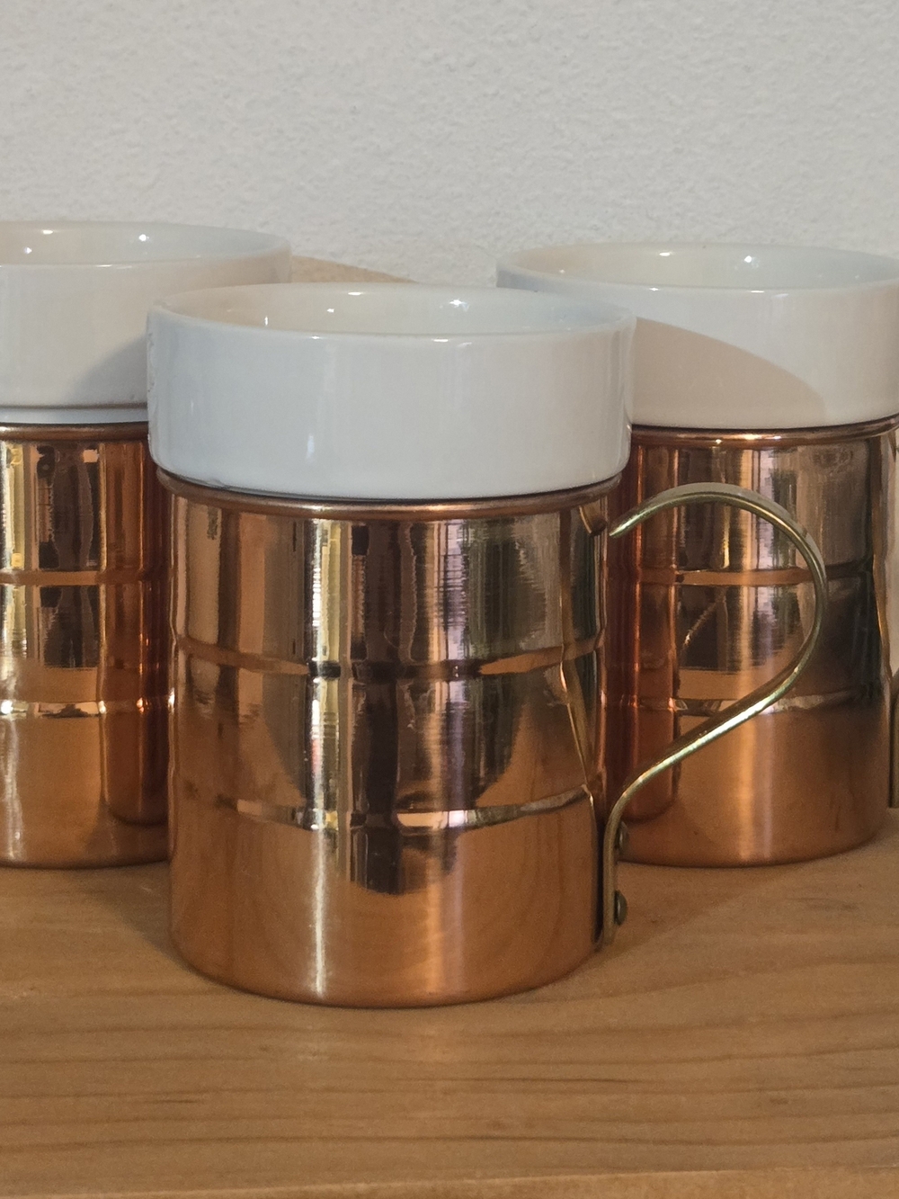 Vintage Ceramic & Copper Mug with Brass Handle - Home Dining Drinkware